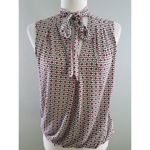 LIKE NEW - Max Studio Patterned Tie Neck Blouse- S